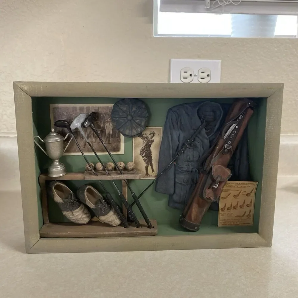 Vintage Golf/Golpher Themed Shadow Box Diorama